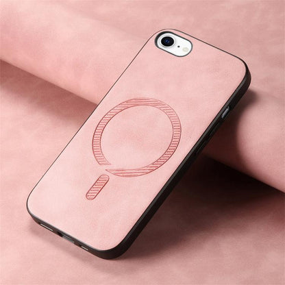 For iPhone 16e Solid Color Retro Magsafe PU Back Cover Phone Case(Pink) - iPhone 16e Cases by buy2fix | Online Shopping UK | buy2fix