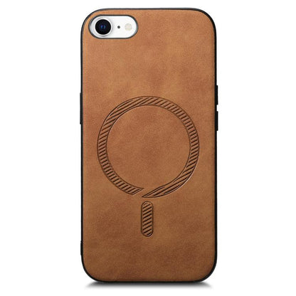 For iPhone 16e Solid Color Retro Magsafe PU Back Cover Phone Case(Brown) - iPhone 16e Cases by buy2fix | Online Shopping UK | buy2fix