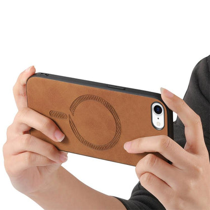 For iPhone 16e Solid Color Retro Magsafe PU Back Cover Phone Case(Brown) - iPhone 16e Cases by buy2fix | Online Shopping UK | buy2fix