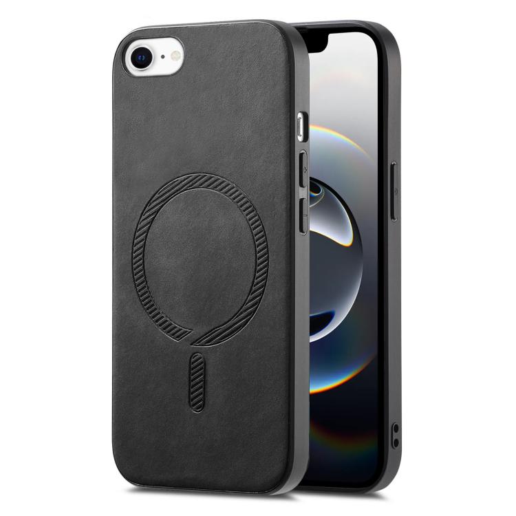 For iPhone 16e Solid Color Retro Magsafe PU Back Cover Phone Case(Black) - iPhone 16e Cases by buy2fix | Online Shopping UK | buy2fix