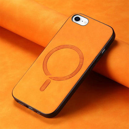 For iPhone 16e Solid Color Retro Magsafe PU Back Cover Phone Case(Yellow) - iPhone 16e Cases by buy2fix | Online Shopping UK | buy2fix