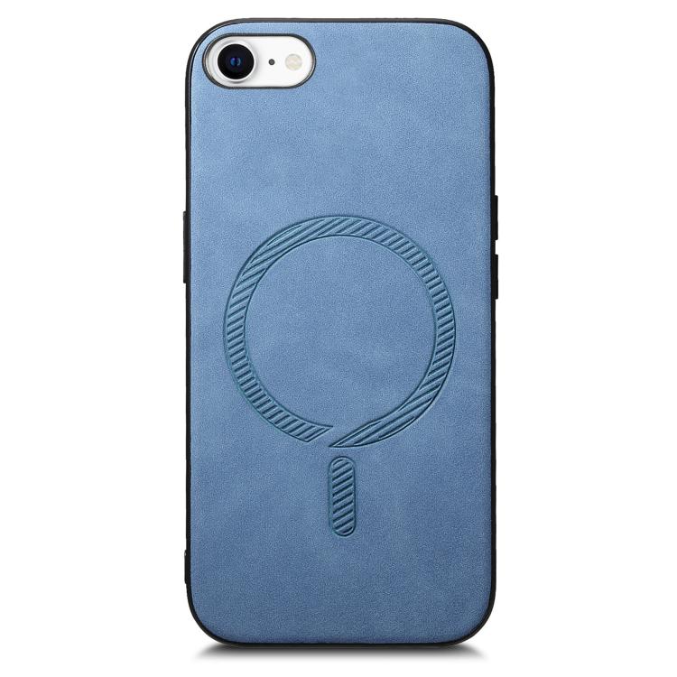 For iPhone 16e Solid Color Retro Magsafe PU Back Cover Phone Case(Blue) - iPhone 16e Cases by buy2fix | Online Shopping UK | buy2fix