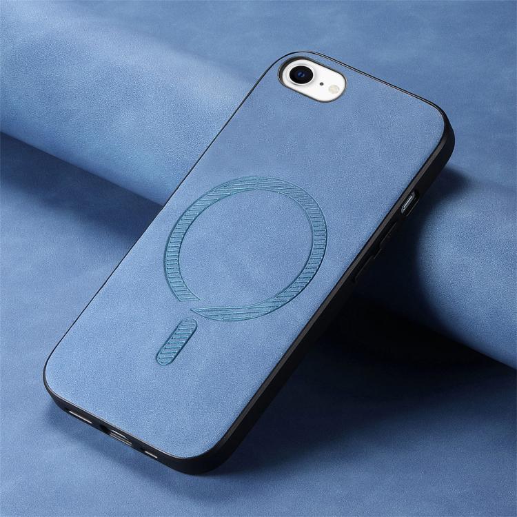 For iPhone 16e Solid Color Retro Magsafe PU Back Cover Phone Case(Blue) - iPhone 16e Cases by buy2fix | Online Shopping UK | buy2fix