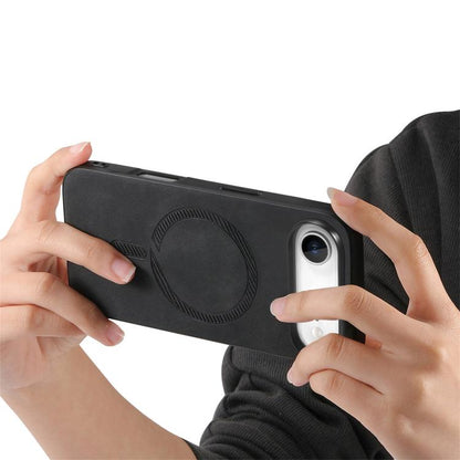 For iPhone Air Solid Color Retro Magsafe PU Back Cover Phone Case(Black) - iPhone Air Cases by buy2fix | Online Shopping UK | buy2fix