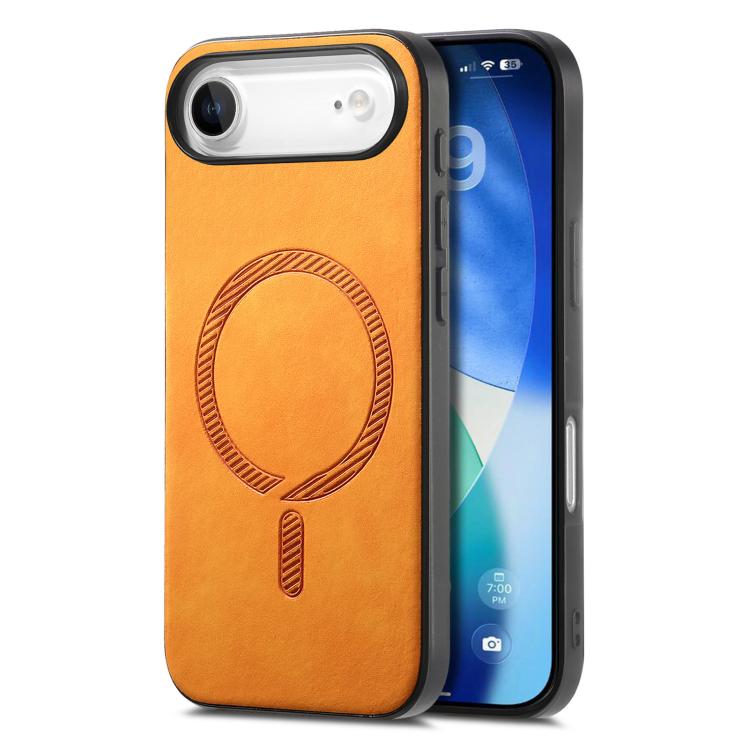 For iPhone Air Solid Color Retro Magsafe PU Back Cover Phone Case(Yellow) - iPhone Air Cases by buy2fix | Online Shopping UK | buy2fix
