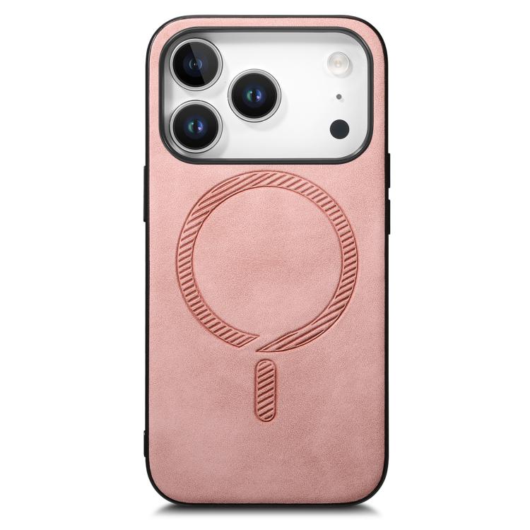For iPhone 17 Pro Solid Color Retro Magsafe PU Back Cover Phone Case(Pink) - iPhone 17 Pro Cases by buy2fix | Online Shopping UK | buy2fix
