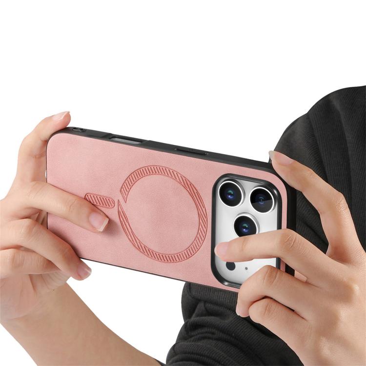 For iPhone 17 Pro Solid Color Retro Magsafe PU Back Cover Phone Case(Pink) - iPhone 17 Pro Cases by buy2fix | Online Shopping UK | buy2fix