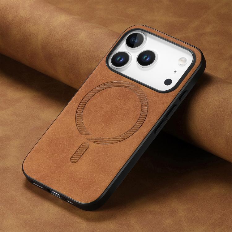 For iPhone 17 Pro Solid Color Retro Magsafe PU Back Cover Phone Case(Brown) - iPhone 17 Pro Cases by buy2fix | Online Shopping UK | buy2fix
