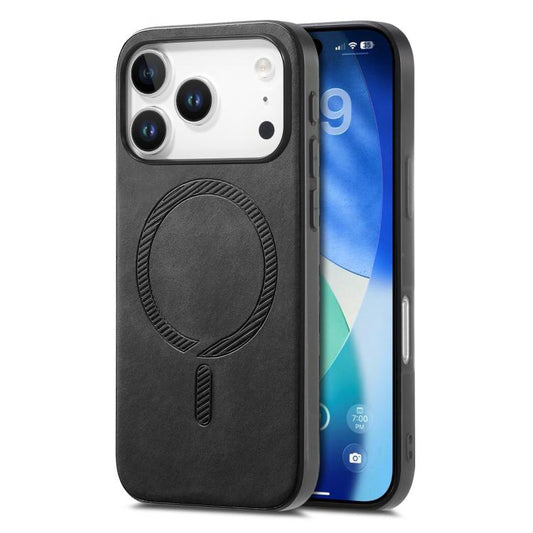 For iPhone 17 Pro Solid Color Retro Magsafe PU Back Cover Phone Case(Black) - iPhone 17 Pro Cases by buy2fix | Online Shopping UK | buy2fix