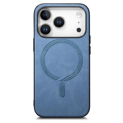 For iPhone 17 Pro Solid Color Retro Magsafe PU Back Cover Phone Case(Blue) - iPhone 17 Pro Cases by buy2fix | Online Shopping UK | buy2fix