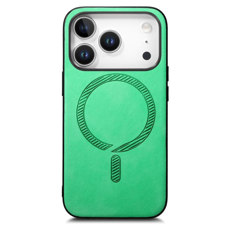 For iPhone 17 Pro Max Solid Color Retro Magsafe PU Back Cover Phone Case(Green) - iPhone 17 Pro Max Cases by buy2fix | Online Shopping UK | buy2fix