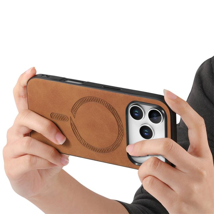 For iPhone 17 Pro Max Solid Color Retro Magsafe PU Back Cover Phone Case(Brown) - iPhone 17 Pro Max Cases by buy2fix | Online Shopping UK | buy2fix