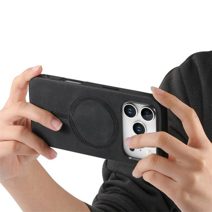 For iPhone 17 Pro Max Solid Color Retro Magsafe PU Back Cover Phone Case(Black) - iPhone 17 Pro Max Cases by buy2fix | Online Shopping UK | buy2fix