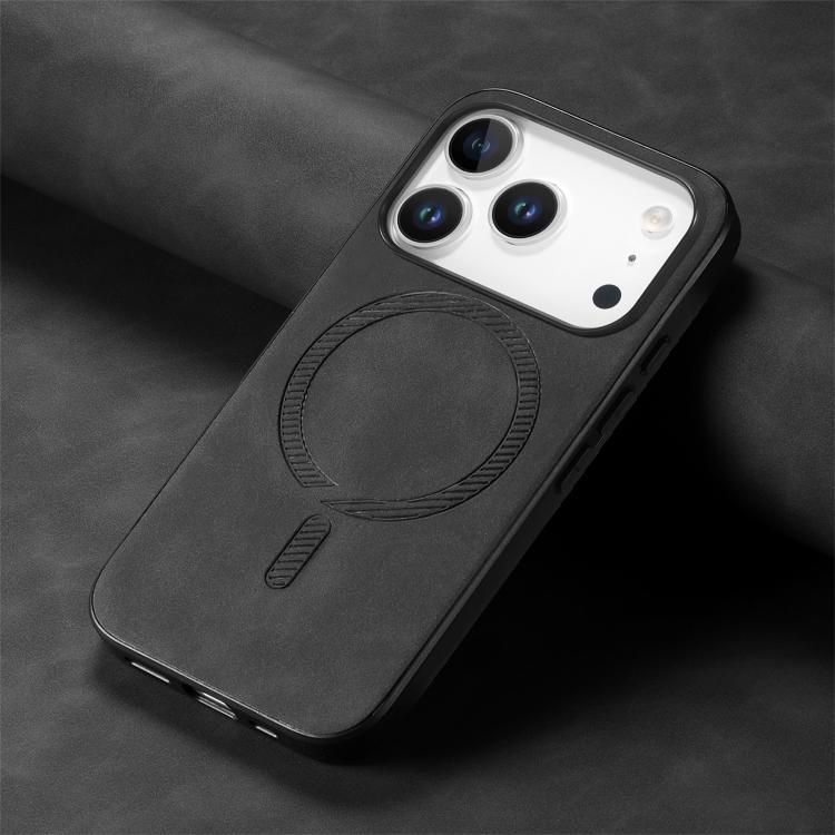 For iPhone 17 Pro Max Solid Color Retro Magsafe PU Back Cover Phone Case(Black) - iPhone 17 Pro Max Cases by buy2fix | Online Shopping UK | buy2fix