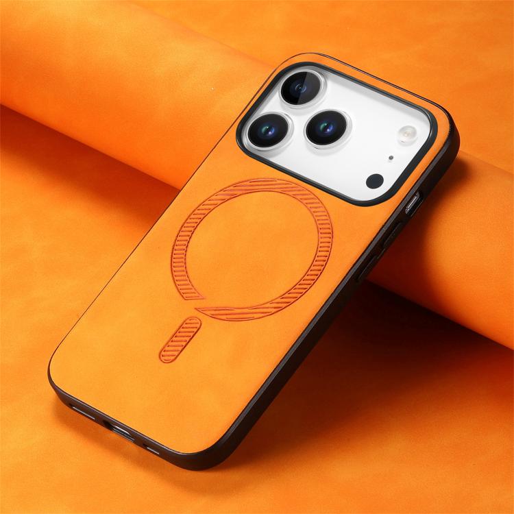 For iPhone 17 Pro Max Solid Color Retro Magsafe PU Back Cover Phone Case(Yellow) - iPhone 17 Pro Max Cases by buy2fix | Online Shopping UK | buy2fix