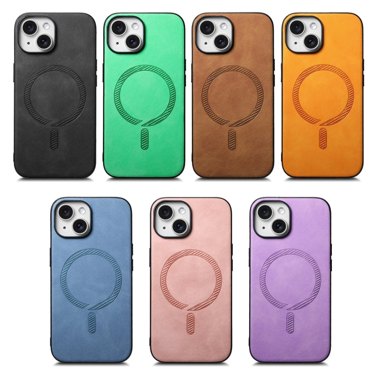 For iPhone 16 Pro Max Solid Color Retro Magsafe PU Back Cover Phone Case(Purple) - More iPhone Cases by buy2fix | Online Shopping UK | buy2fix