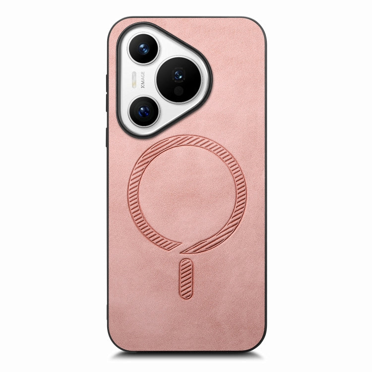 For Huawei Pura 70 Pro+ Solid Color Retro Magsafe PU Back Cover Phone Case(Pink) - Huawei Cases by buy2fix | Online Shopping UK | buy2fix