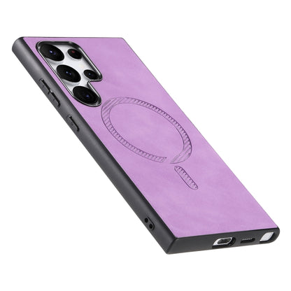 For Samsung Galaxy S24+ 5G Solid Color Retro Magsafe PU Back Cover Phone Case(Purple) - Galaxy S24+ 5G Cases by buy2fix | Online Shopping UK | buy2fix