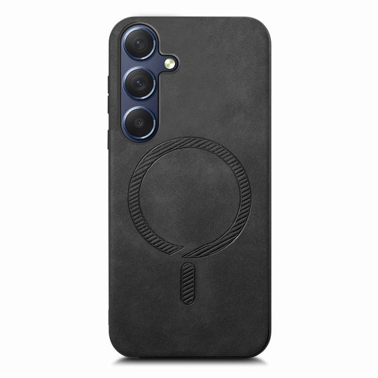 For Samsung Galaxy S24+ 5G Solid Color Retro Magsafe PU Back Cover Phone Case(Black)
