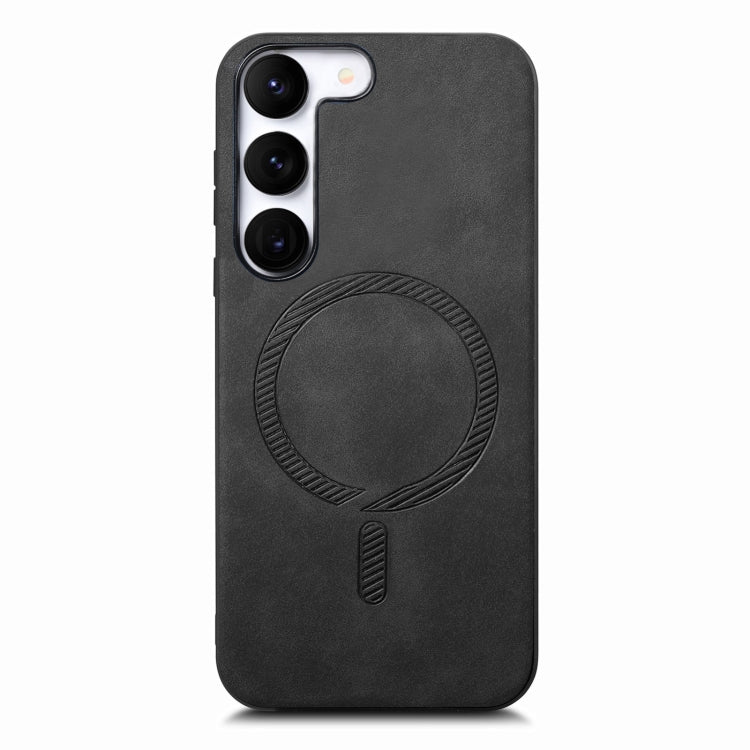 For Samsung Galaxy S23 5G Solid Color Retro Magsafe PU Back Cover Phone Case(Black) by buy2fix