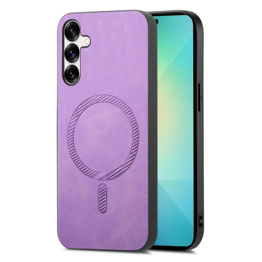 For Samsung Galaxy S25+ 5G Solid Color Retro Magsafe PU Back Cover Phone Case(Purple) by buy2fix