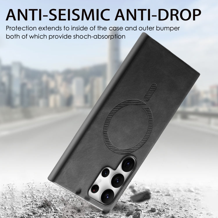 For Samsung Galaxy S25+ 5G Solid Color Retro Magsafe PU Back Cover Phone Case(Black) by buy2fix