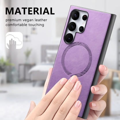 For Samsung Galaxy S25 Ultra 5G Solid Color Retro Magsafe PU Back Cover Phone Case(Purple) by buy2fix