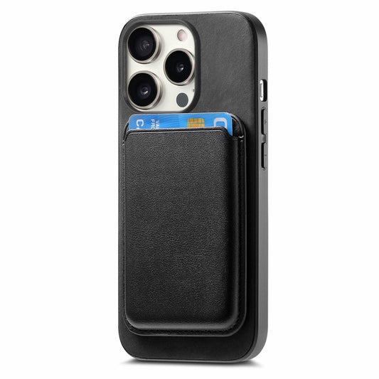For iPhone 15 Plus Retro Magsafe Card Bag PU Back Cover Phone Case(Black) by buy2fix