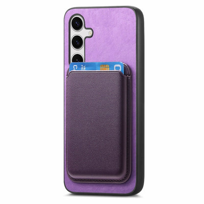 For Samsung Galaxy S24+ 5G Retro Magsafe Card Bag PU Back Cover Phone Case(Purple) - Galaxy S24+ 5G Cases by buy2fix | Online Shopping UK | buy2fix