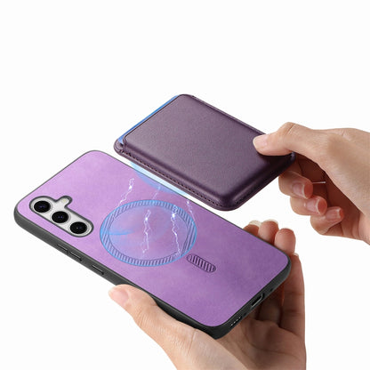 For Samsung Galaxy S24+ 5G Retro Magsafe Card Bag PU Back Cover Phone Case(Purple) - Galaxy S24+ 5G Cases by buy2fix | Online Shopping UK | buy2fix