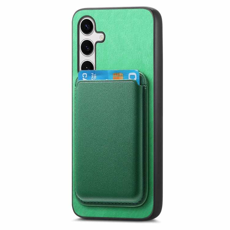 For Samsung Galaxy S25 5G Retro Magsafe Card Bag PU Back Cover Phone Case(Green) by buy2fix