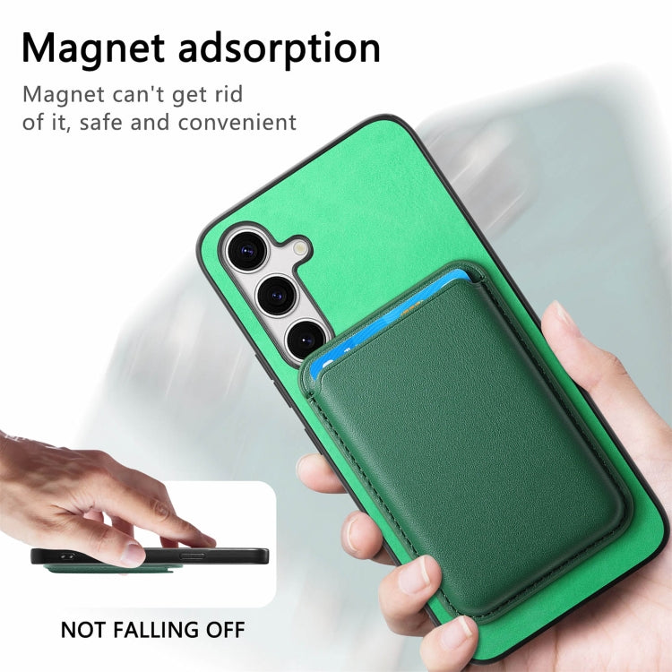 For Samsung Galaxy S25 5G Retro Magsafe Card Bag PU Back Cover Phone Case(Green) by buy2fix