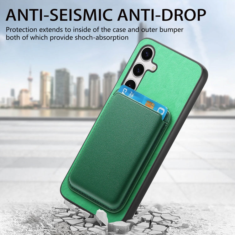 For Samsung Galaxy S25 5G Retro Magsafe Card Bag PU Back Cover Phone Case(Green) by buy2fix