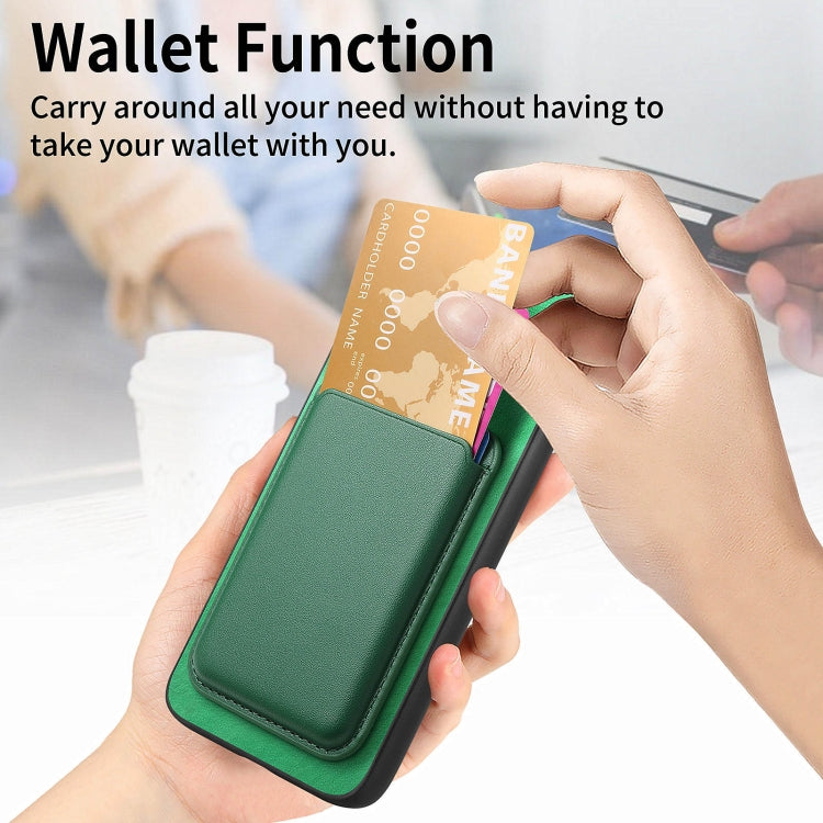 For Samsung Galaxy S25 5G Retro Magsafe Card Bag PU Back Cover Phone Case(Green) by buy2fix