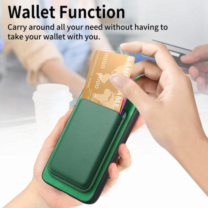 For Samsung Galaxy S25 5G Retro Magsafe Card Bag PU Back Cover Phone Case(Green) by buy2fix