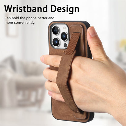 For iPhone 16 Pro Max Retro Wristband Holder Leather Back Phone Case(Brown) - iPhone 16 Pro Max Cases by buy2fix | Online Shopping UK | buy2fix