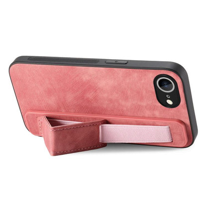 For iPhone 16e Retro Wristband Holder Leather Back Phone Case(Pink) - iPhone 16e Cases by buy2fix | Online Shopping UK | buy2fix