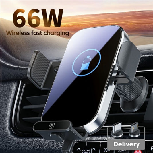 X10s Car Air Vent Hook 66W High Power Intelligent Induction Wireless Charger(Silver) by buy2fix