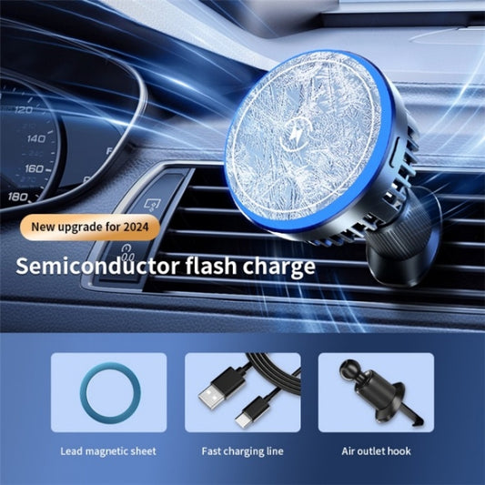 T2 Vehicle Air Vent Phone Charging Stand Magnetic Wireless Colorful Light Charger by buy2fix