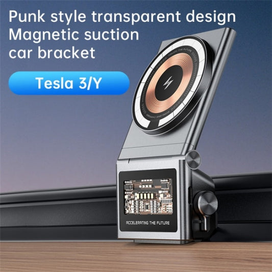 A7 Transparent Phone Charging Dock 15W Magnetic Wireless Charger for Tesla Model 3 / Y by buy2fix