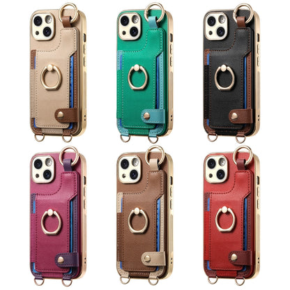 For iPhone 11 Pro Fashion Ring Card Bag Phone Case with Hang Loop(Black) - iPhone 11 Pro Cases by buy2fix | Online Shopping UK | buy2fix