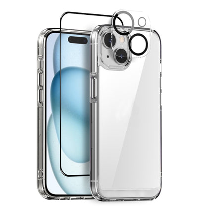 For iPhone 15 NORTHJO 3 in 1 Clear Phone Case with Screen Film + Rear Lens Film - iPhone 15 Tempered Glass by NORTHJO | Online Shopping UK | buy2fix