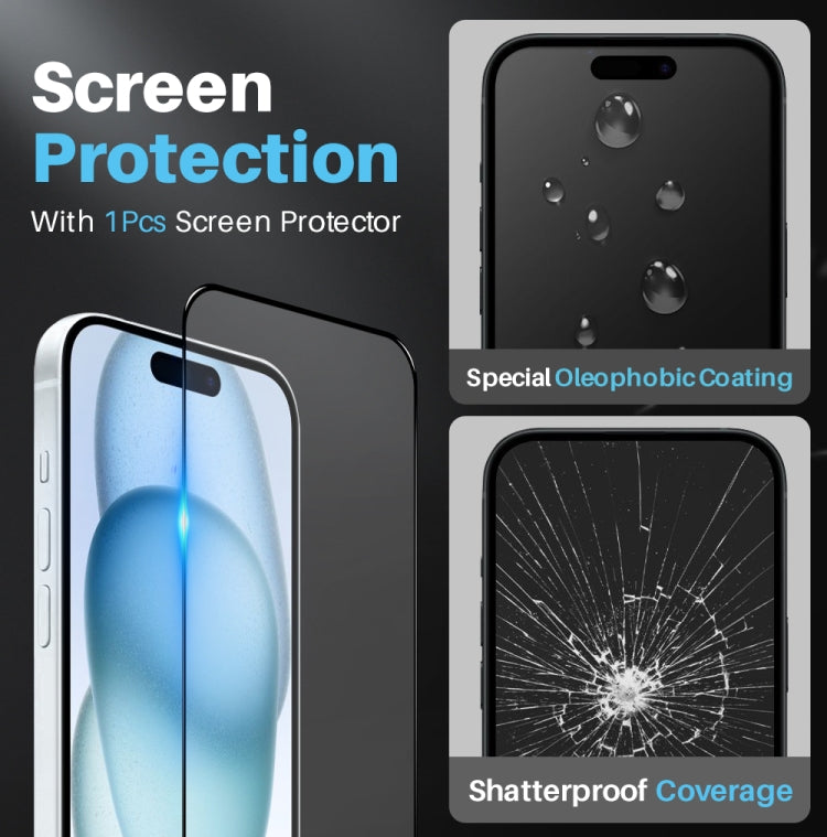 For iPhone 15 NORTHJO 3 in 1 Clear Phone Case with Screen Film + Rear Lens Film - iPhone 15 Tempered Glass by NORTHJO | Online Shopping UK | buy2fix