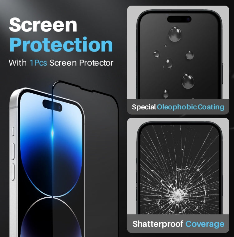 For iPhone 14 Pro NORTHJO 3 in 1 Clear Phone Case with Screen Film + Rear Lens Film - iPhone 14 Pro Tempered Glass by NORTHJO | Online Shopping UK | buy2fix