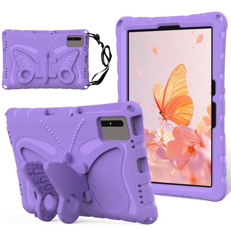 For Samsung Galaxy Tab S9 FE X510 Butterfly Bracket EVA Shockproof Tablet Case(Light Purple) - Galaxy Tab S9 FE by buy2fix | Online Shopping UK | buy2fix