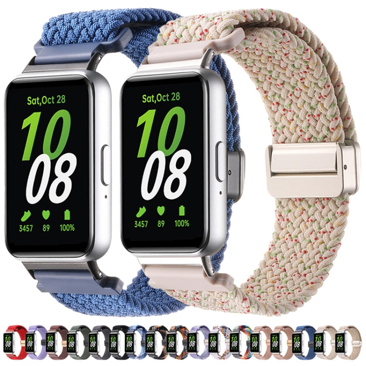 For Samsung Galaxy Fit3 Magnetic Buckle Nylon Braid Watch Band(Colorful White) by buy2fix