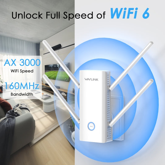 Wavlink WN583AX3 AX3000 Dual Band WiFi Repeater/AP/Router/Mesh Mode WiFi Extender, Plug:EU Plug by WAVLINK