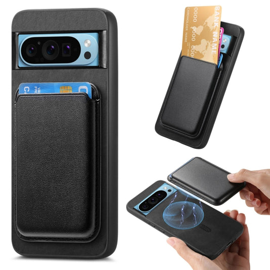 For Google Pixel 9 Retro Magsafe Card Bag PU Back Cover Phone Case(Black) by buy2fix
