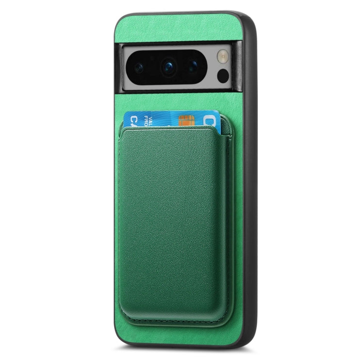 For Google Pixel 9 Pro Retro Magsafe Card Bag PU Back Cover Phone Case(Green) - Google Cases by buy2fix | Online Shopping UK | buy2fix