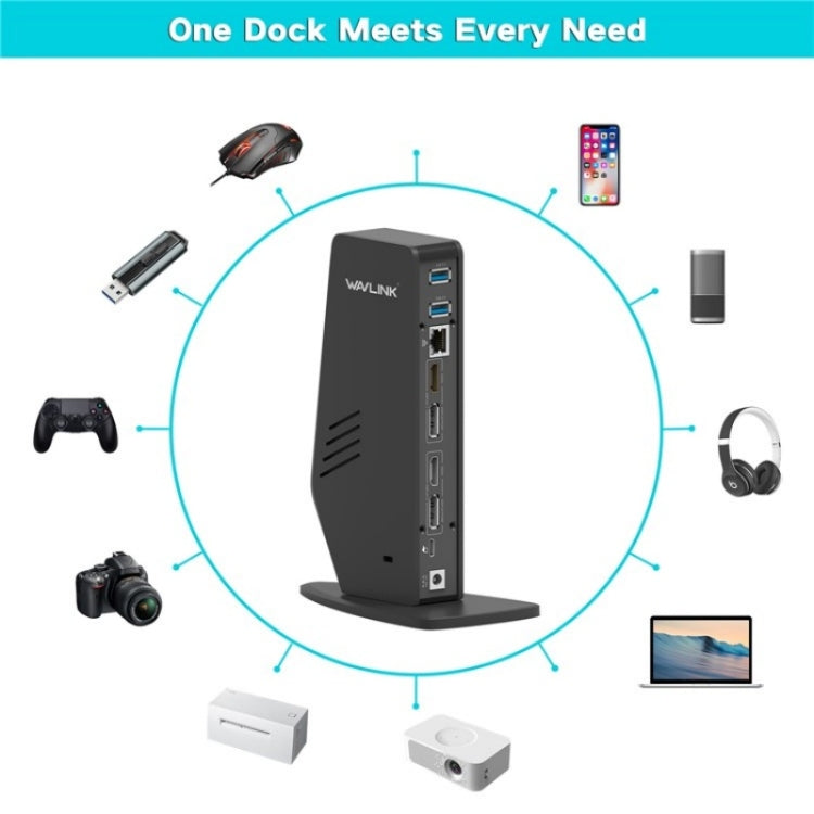 WAVLINK WL-UG69DK5 Laptop Dual 5K / 4K 60Hz Monitor Adapter USB 3.0 Docking Station, Plug:AU Plug - Cable & Adapters by WAVLINK | Online Shopping UK | buy2fix